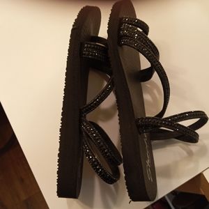 Skechers black embellished sandals